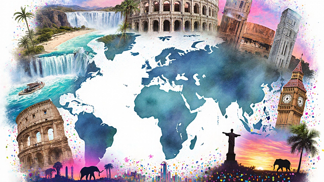 Collage of iconic landmarks from top US travel destinations.